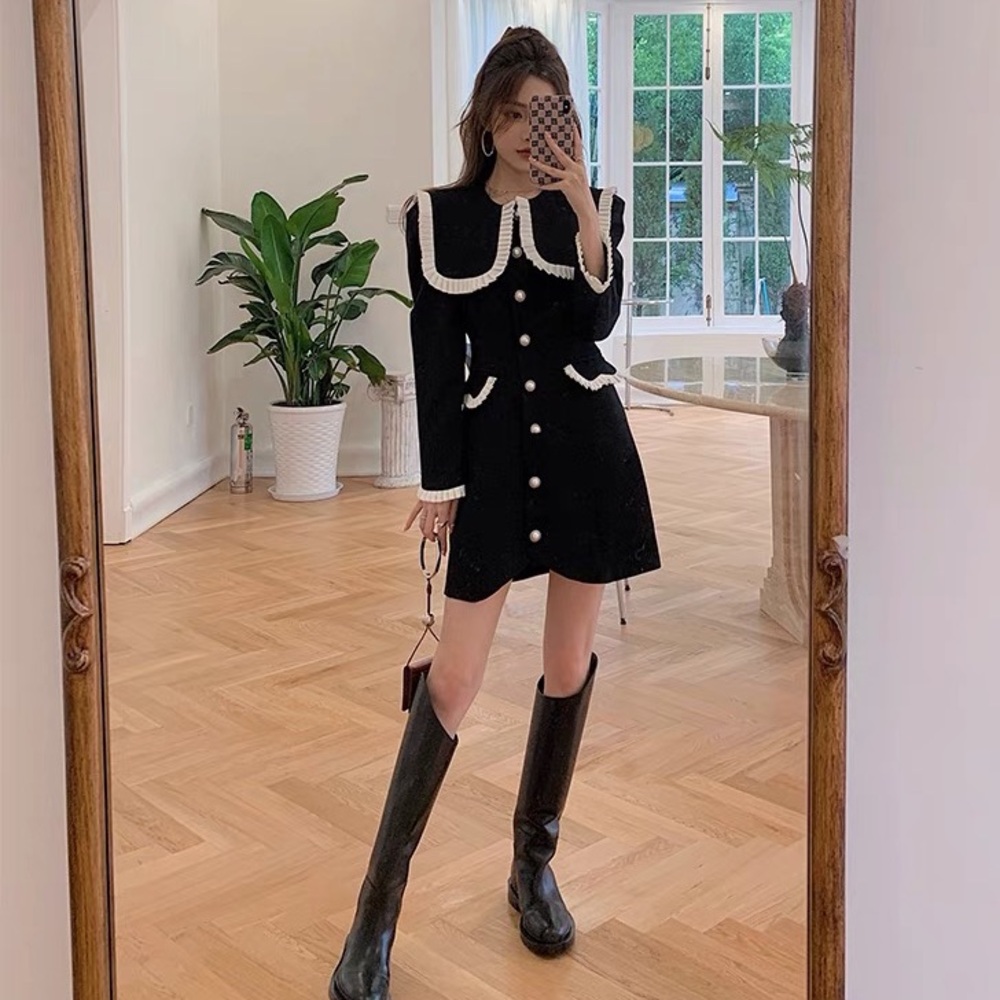 Brand new collar black dress